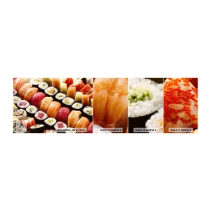 Fototapet Prøve Standard Eco - Asiens farver og smag - Gastronomi, Sushi, Asien - 100x30 cm