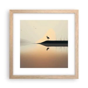 Plakat i ramme af lyst egetræ - Herre på søen - 30x30 cm