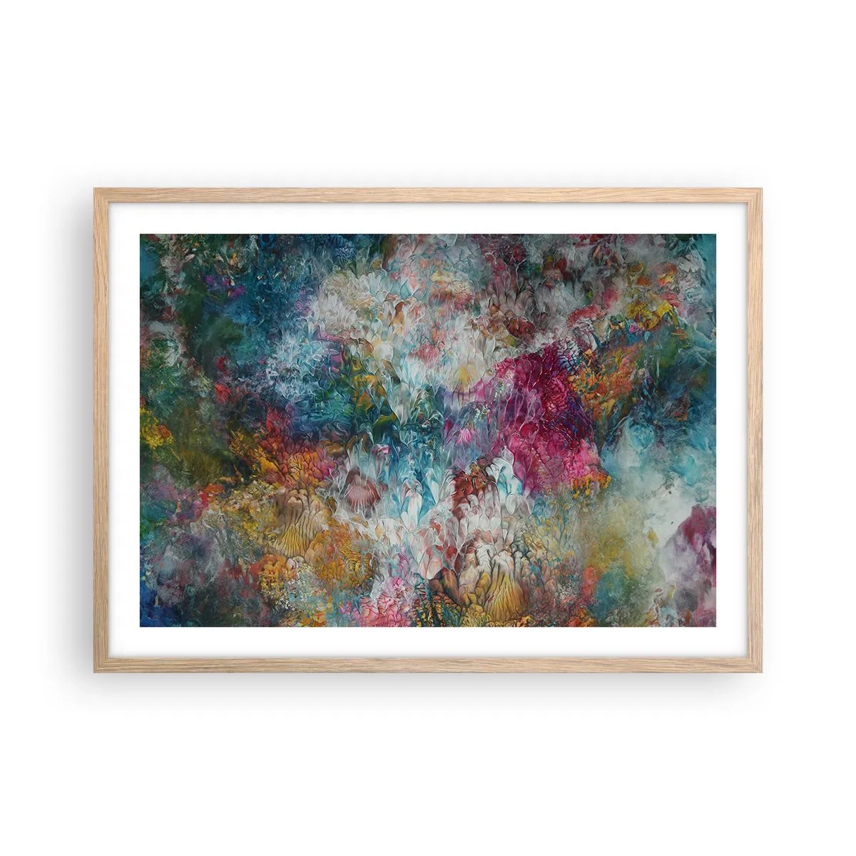 Plakat i ramme af lyst egetræ - I fuldt flor - 70x50 cm