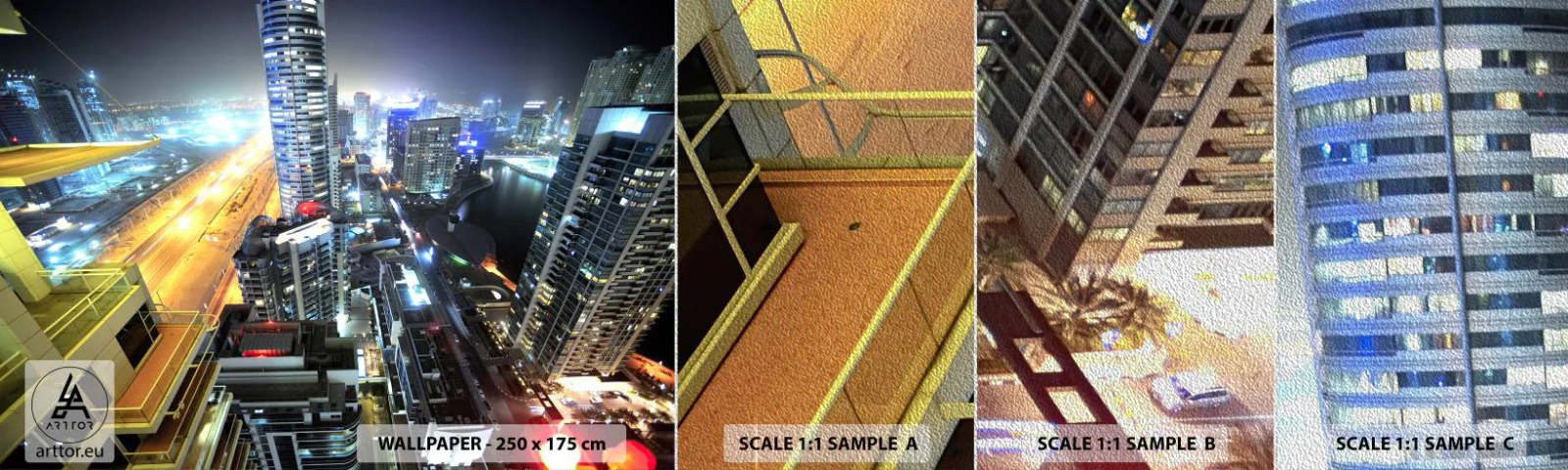 Prøve Fototapet Premium Sand - Et mirakel i ørkenen - By, Dubai, Arkitektur - 100x30 cm