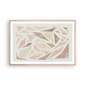 Plakat i ramme af lyst egetræ - Komposition af farvet glas - 91x61 cm