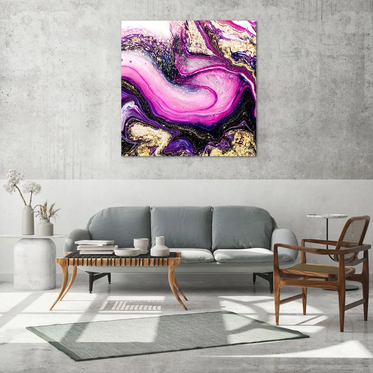Billede på glas - Et øjeblik bag kulisserne - 70x70 cm