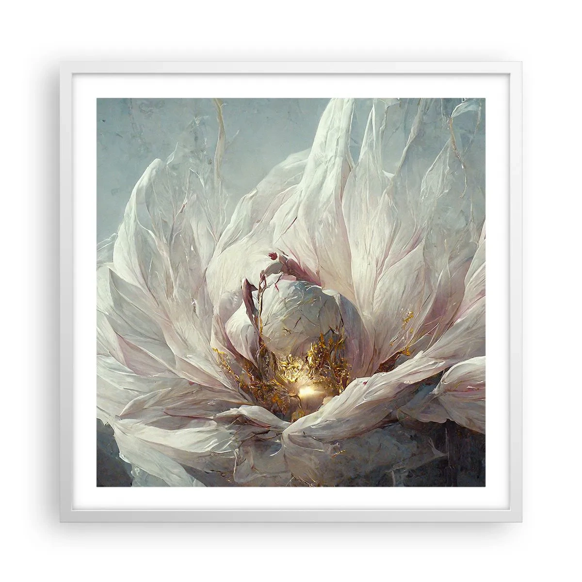 Plakat i hvid ramme - Blomstrer en gang om hundrede år - 60x60 cm