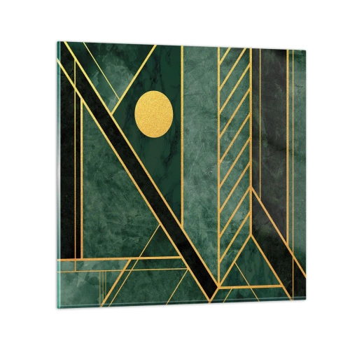 Billede på glas - Dynamikken i guld og azurblå - 30x30 cm