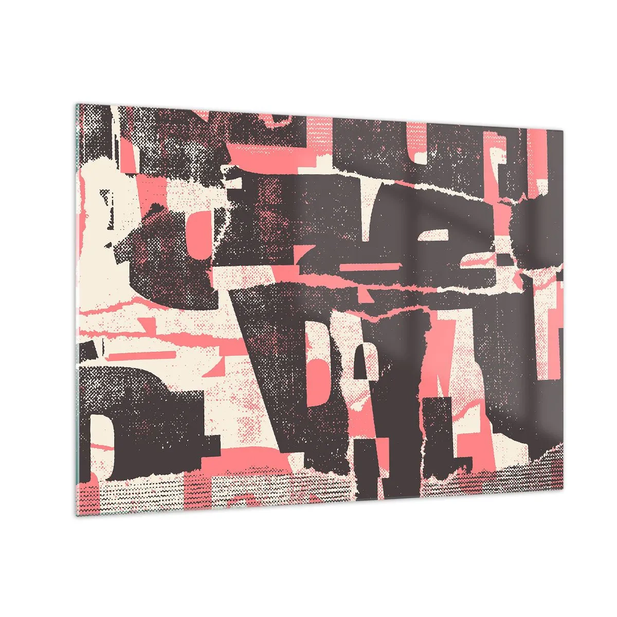 Billede på glas - Moderne abstraktion i sort, rød og beige - 70x50cm - Al trængsel og travlhed - Moderne vægdekoration til stue og soveværelse ARTTOR