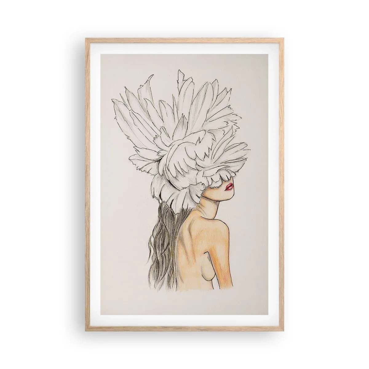 Plakat i ramme af lyst egetræ - Skønhed kronet - 61x91 cm