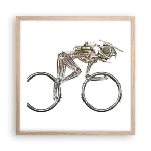 Plakat i ramme af lyst egetræ - En fantastisk maskine - 50x50 cm