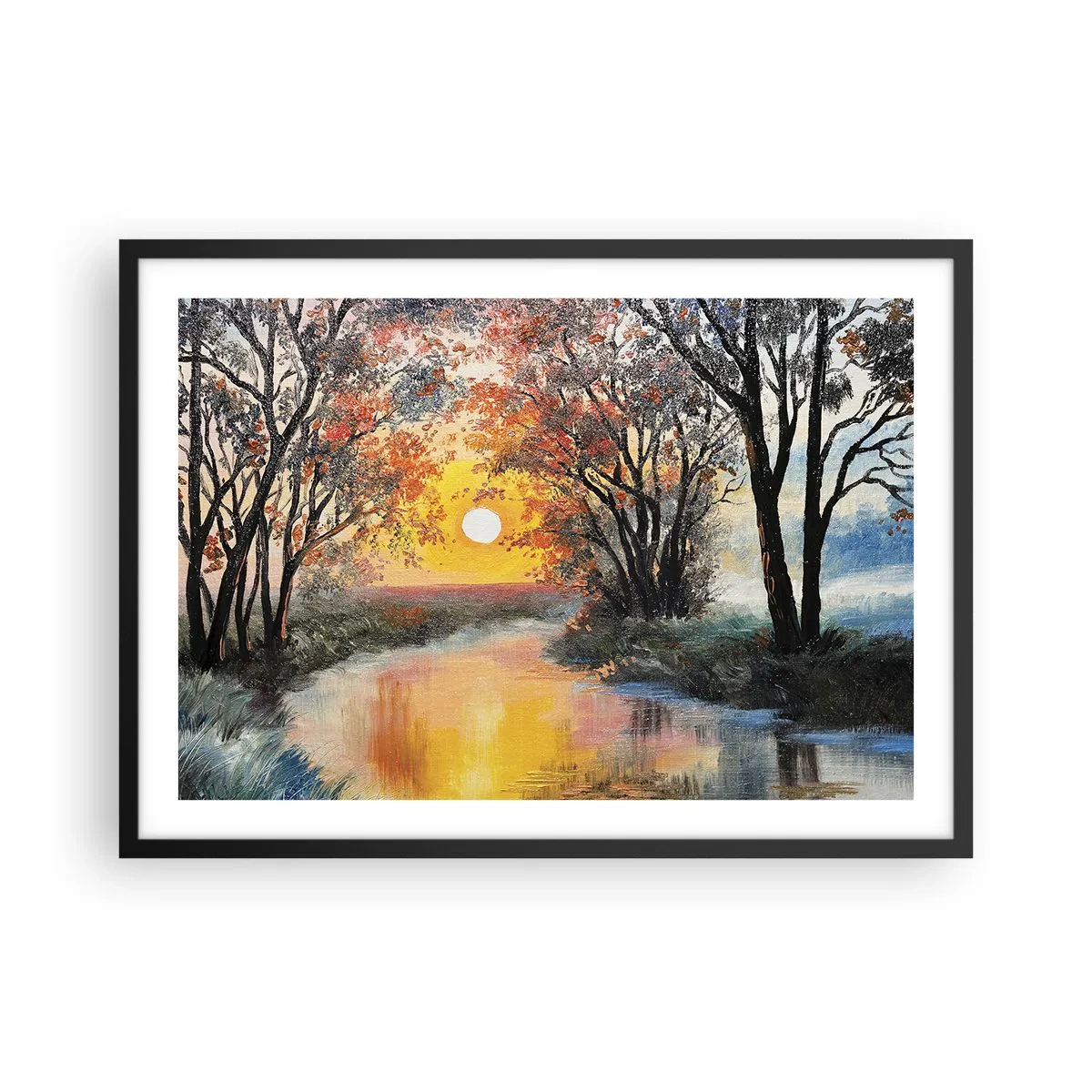 Plakat i sort ramme - Efterårs atmosfære - 70x50 cm
