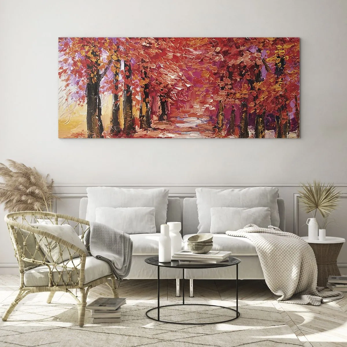 Billede på glas - Efterårets indtryk - 100x40 cm