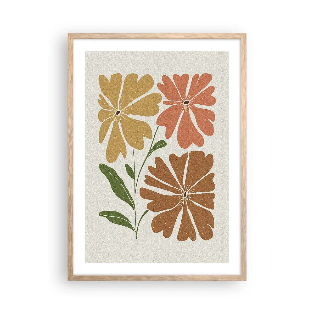 Plakat i ramme af lyst egetræ - Natur og geometri - 50x70 cm