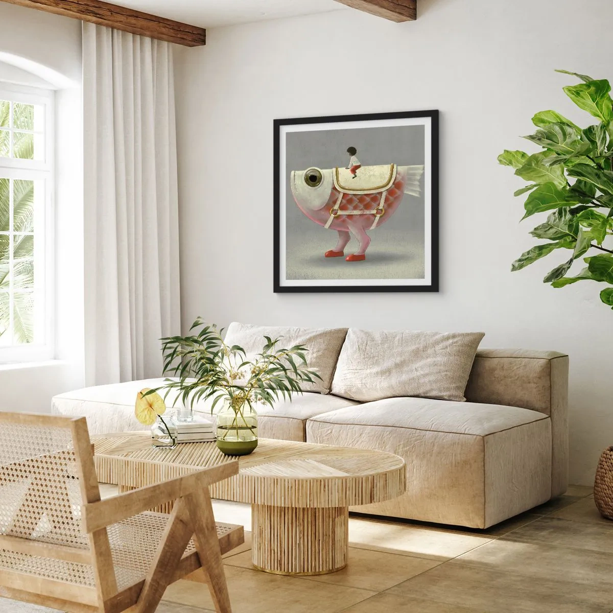 Plakat i sort ramme - Rybonski rytter - 50x50 cm