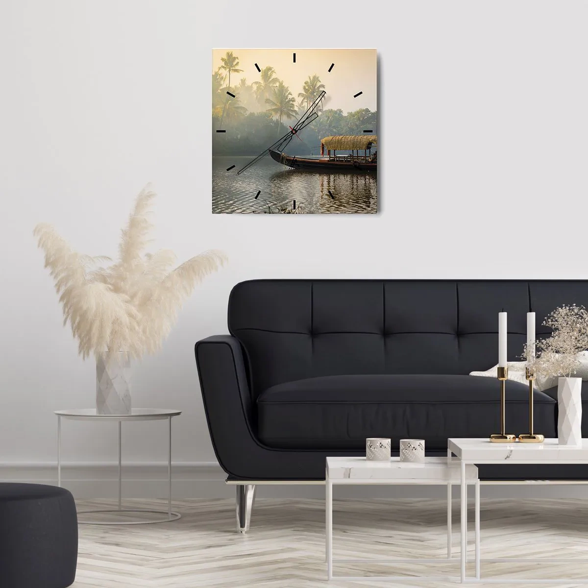 Vægur, Uret - Hus ved floden - 30x30 cm