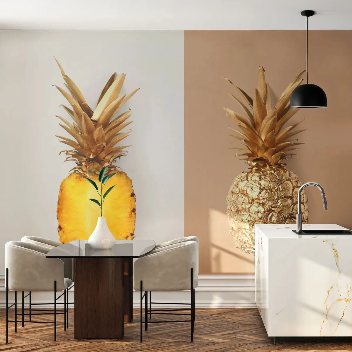 Fototapet Selvklæbende Deluxe Sticker - Ananas til os - Ananas, Frugt, Dessert - 100x70 cm