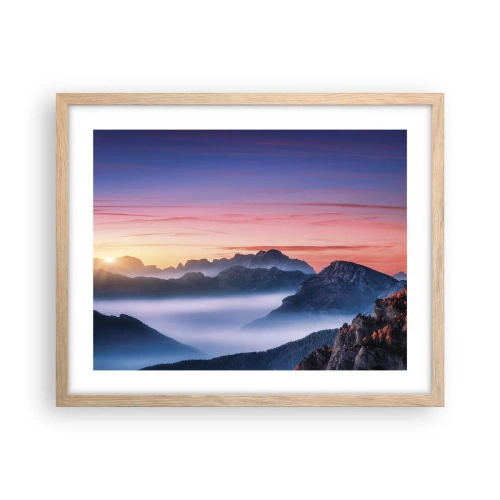 Plakat i ramme af lyst egetræ - Over dalene - 50x40 cm