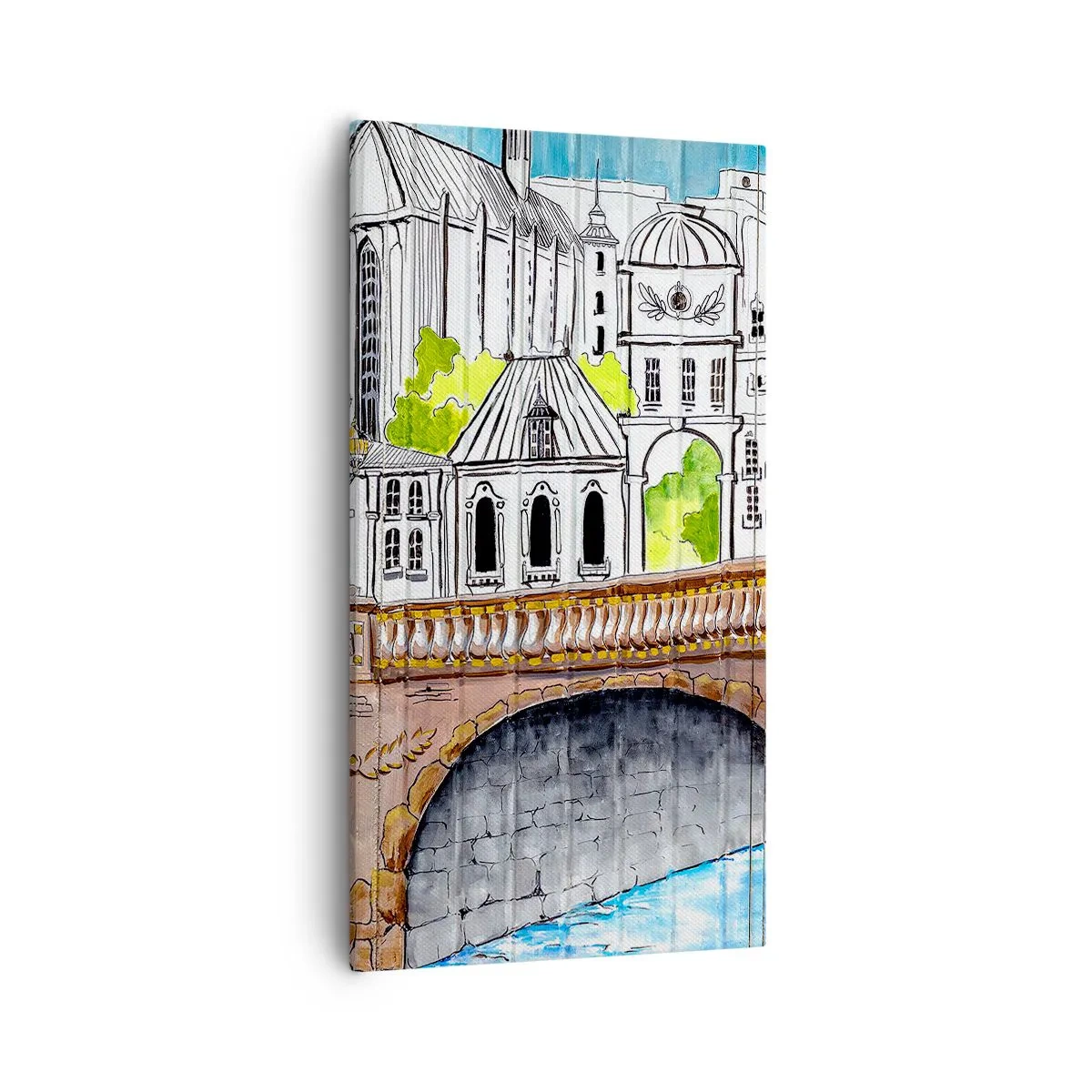 Lærredstryk - Billede på lærred - Byen som den er malet - 55x100 cm