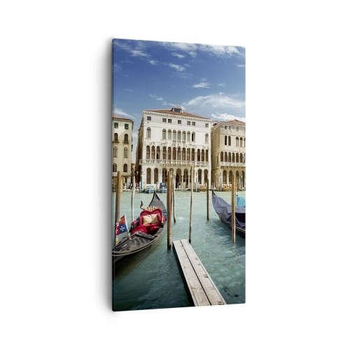 Lærredstryk - Billede på lærred - Paladser i blåt - 55x100 cm