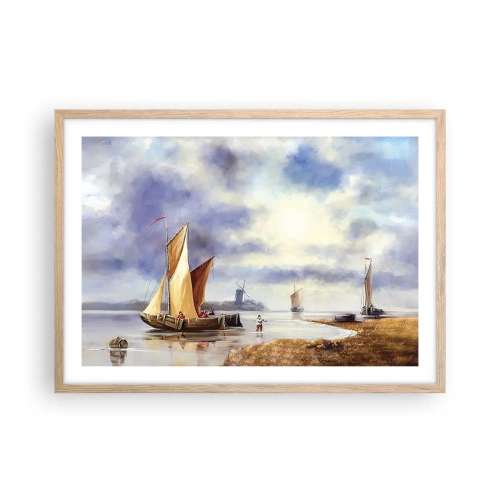 Plakat i ramme af lyst egetræ - Sømændenes tilbagevenden - 70x50 cm