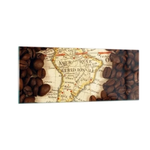 Billede på glas - Hvor kommer den bedste kaffe fra? - 100x40 cm