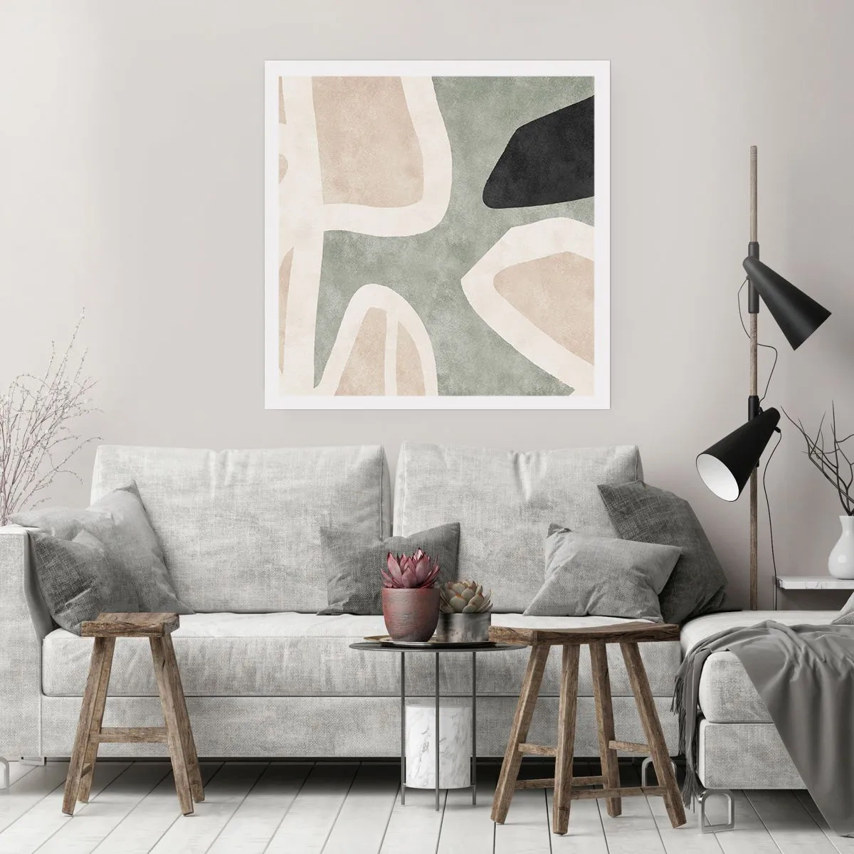 Plakat - Komposition med et sort tema - 30x30 cm