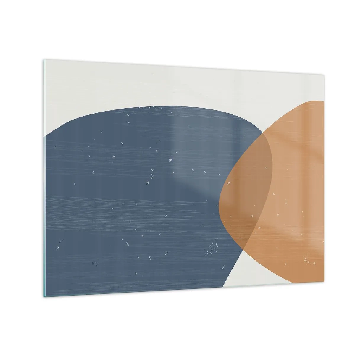 Billede på glas - Geometrisk komposition med marineblå og beige ovaler - 70x50cm - Ovaler og påvirkninger - Moderne vægdekoration til stue og soveværelse ARTTOR