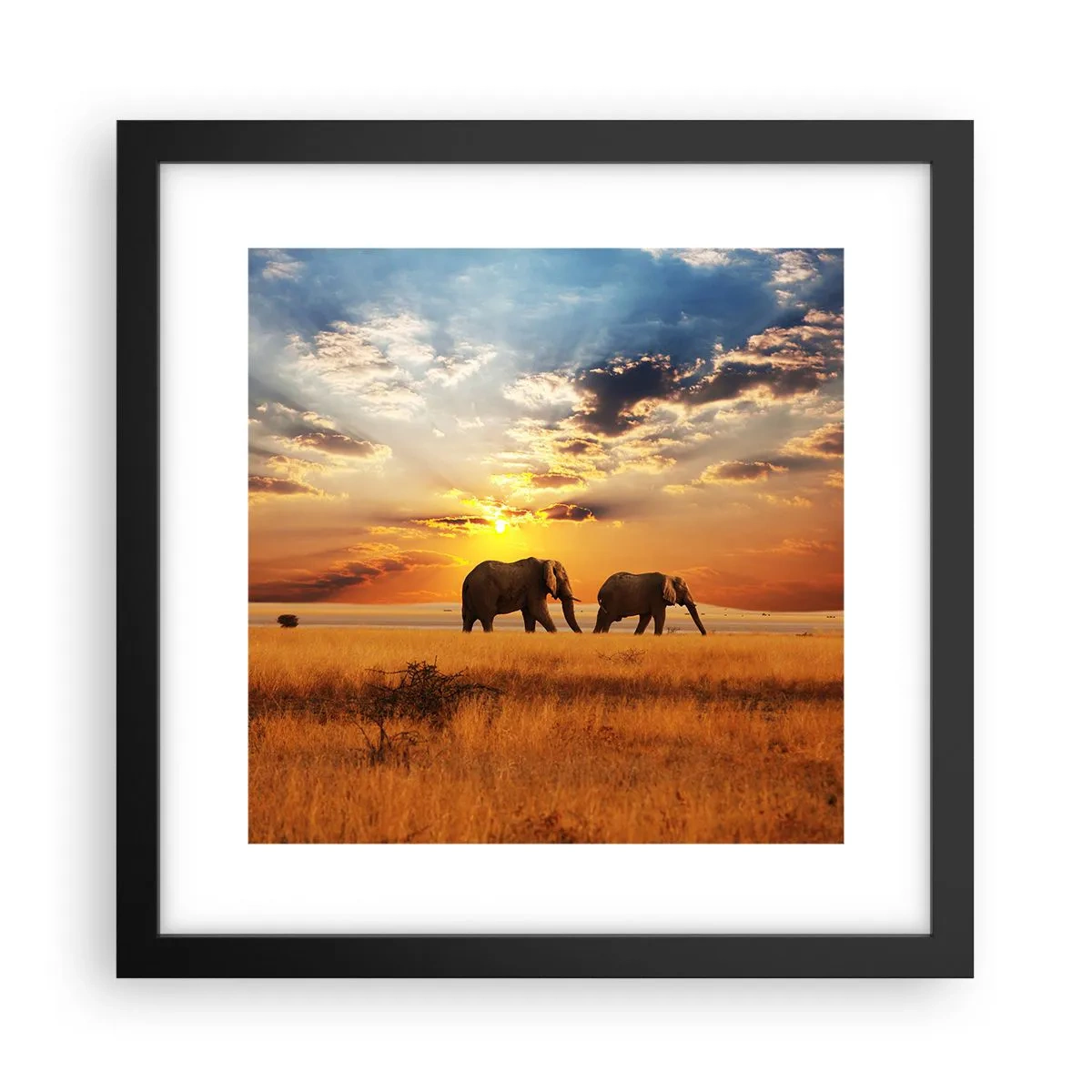 Plakat i sort ramme - Familievandring - 30x30 cm