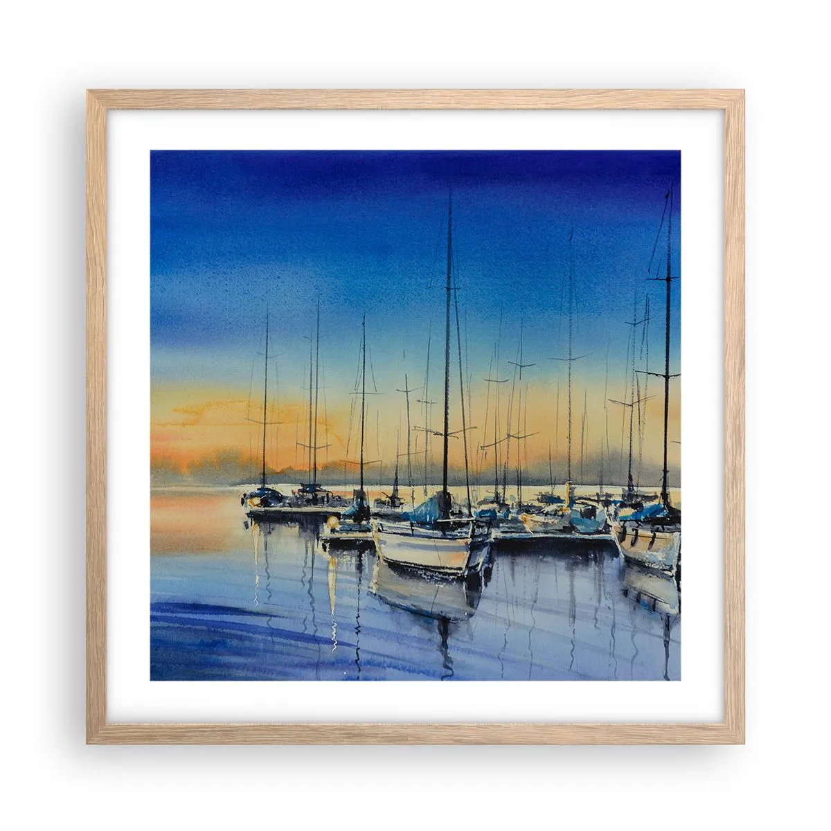 Plakat i ramme af lyst egetræ - Slutningen på en god dag - 50x50 cm