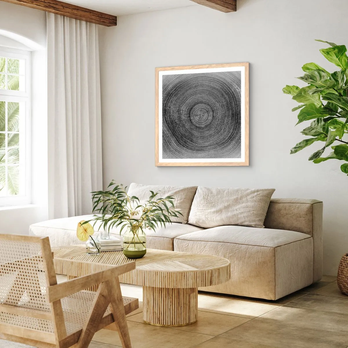 Plakat i ramme af lyst egetræ - Et tegn på tiden - 40x40 cm