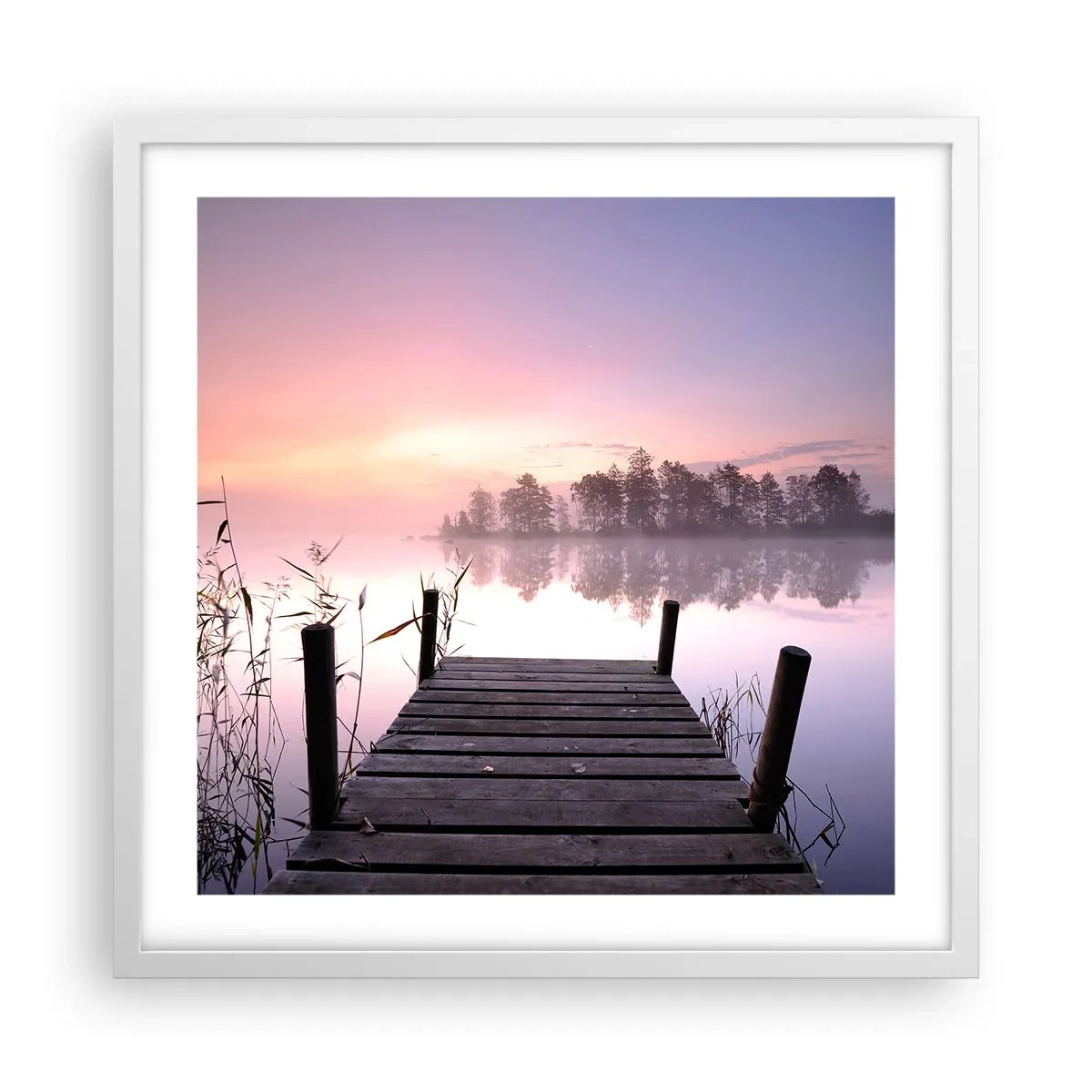 Plakat i hvid ramme - Ud af den lilla tåge... - 50x50 cm