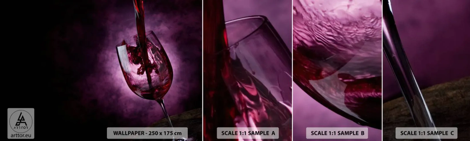 Fototapet Prøve Standard Eco - Skarlagen? Carmin? Nej, rubin. - Glas, rødvin, Stykke - 100x30 cm