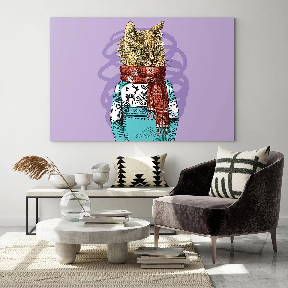 Billede på glas - En kat ikke kun i sko - 100x70 cm