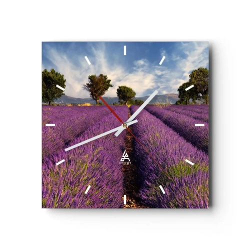 Vægur, Uret - Enge med lavendel - 30x30 cm