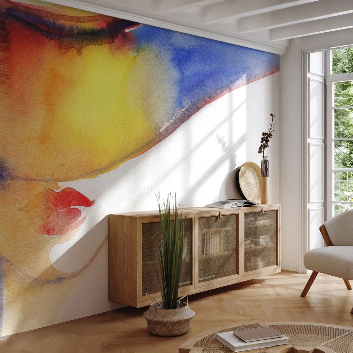 Fototapet Selvklæbende Deluxe Sticker - Portræt af en dame    - Abstraktion, Kvinde, Hat - 200x140 cm