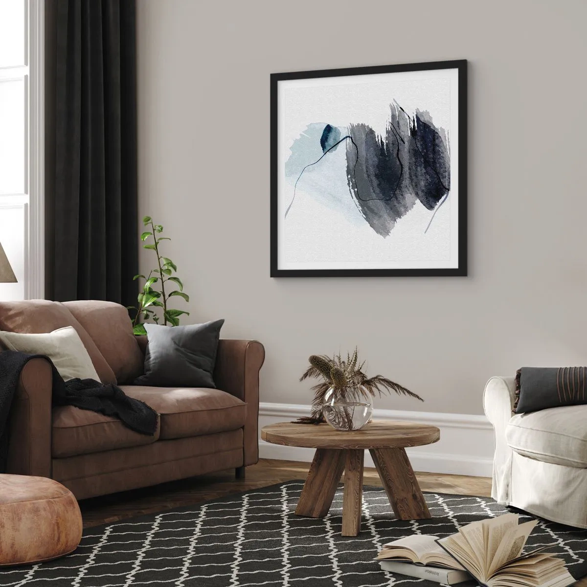 Plakat i sort ramme - Intensitet og bevægelse - 30x30 cm