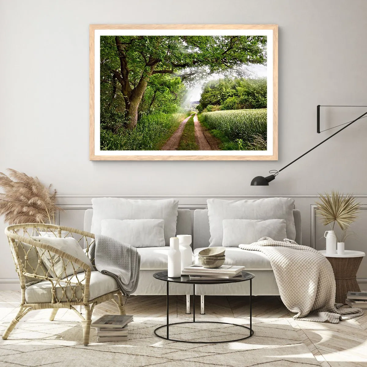 Plakat i ramme af lyst egetræ - Et in Arcadia ego - 100x70 cm