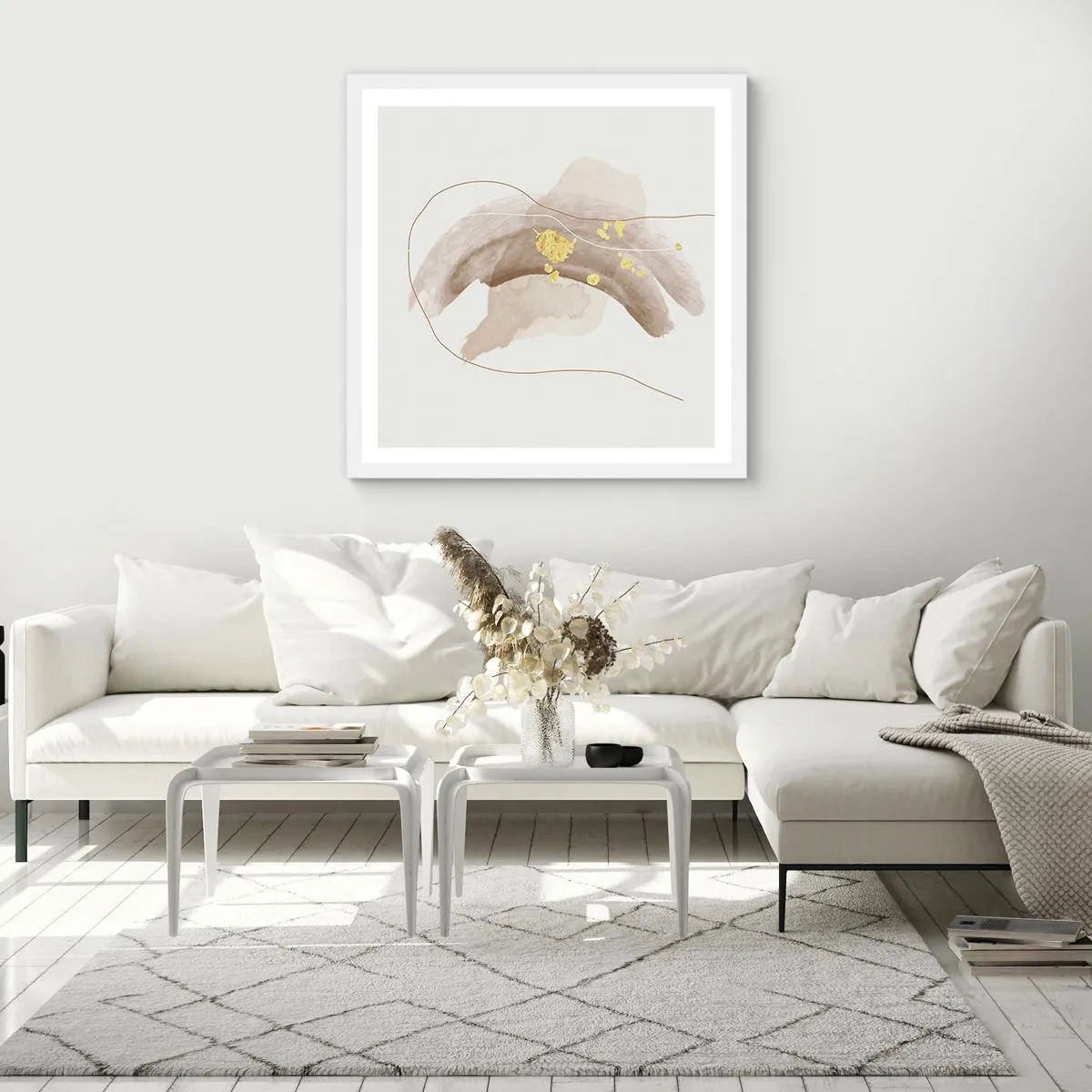 Plakat i hvid ramme - Mødt i rummet - 50x50 cm