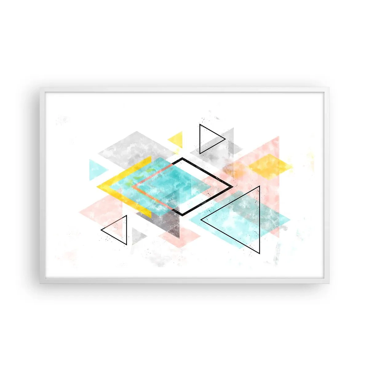 Plakat i hvid ramme - Geometrisk leg - 91x61 cm