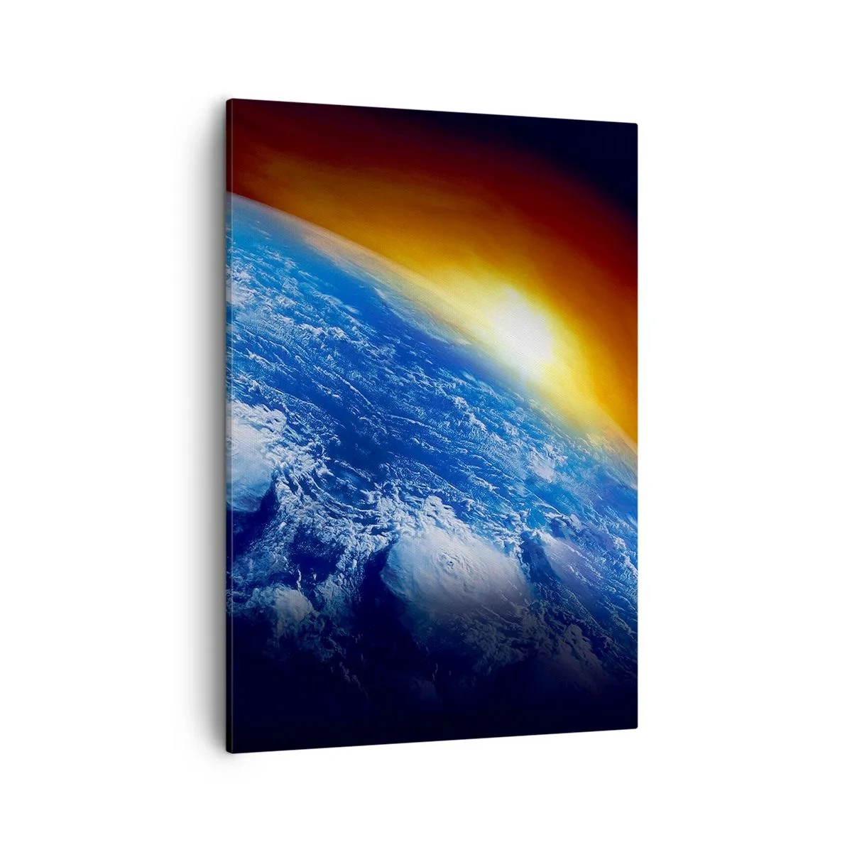 Lærredstryk - Billede på lærred - Solopgang over den blå planet - 50x70 cm