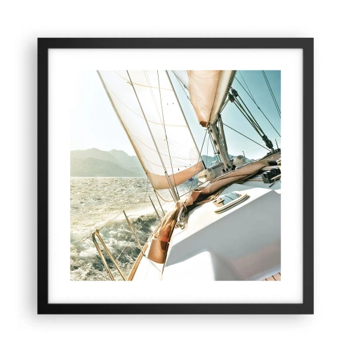 Plakat i sort ramme - Under fulde sejl - 40x40 cm