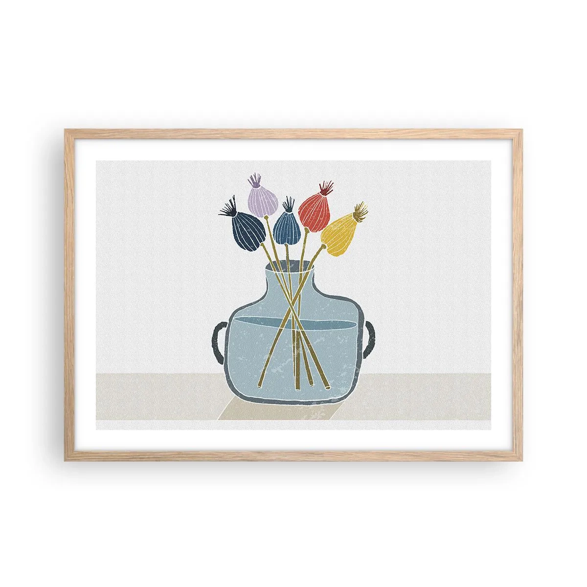 Plakat i ramme af lyst egetræ - Som et valmuefrø - 70x50 cm