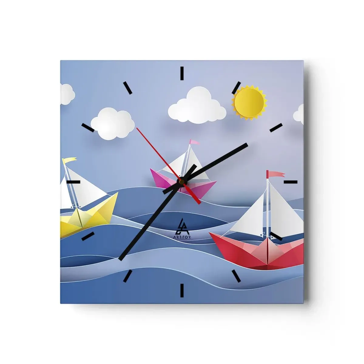 Vægur, Uret - Ah, hvor dejligt at svinge sig mellem bølgerne - 40x40 cm