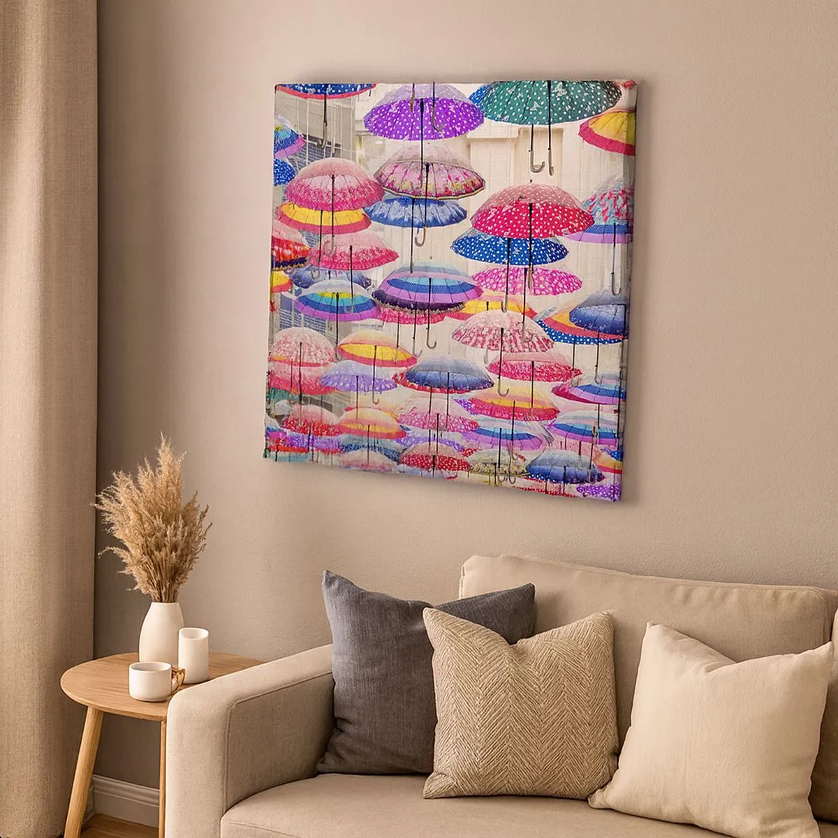 Lærredstryk - Billede på lærred - Engen i byen - 30x30 cm