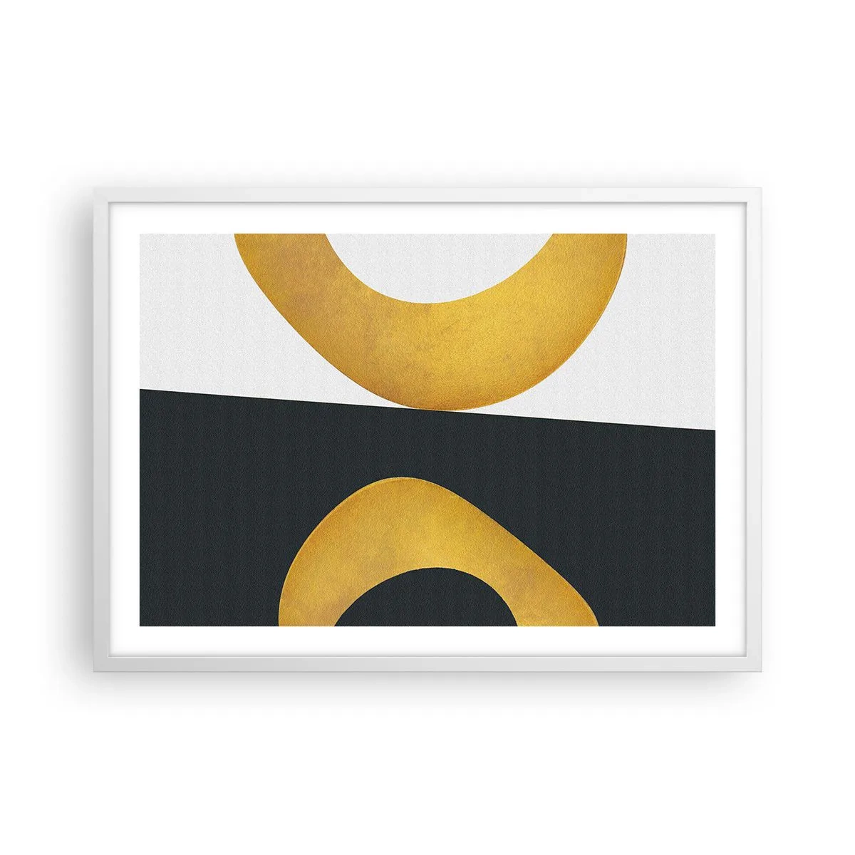 Plakat i hvid ramme - Først: guld - 70x50 cm