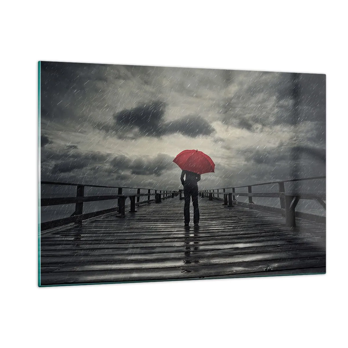 Billede på glas - Det er ingenting, hvis det regner - 120x80 cm