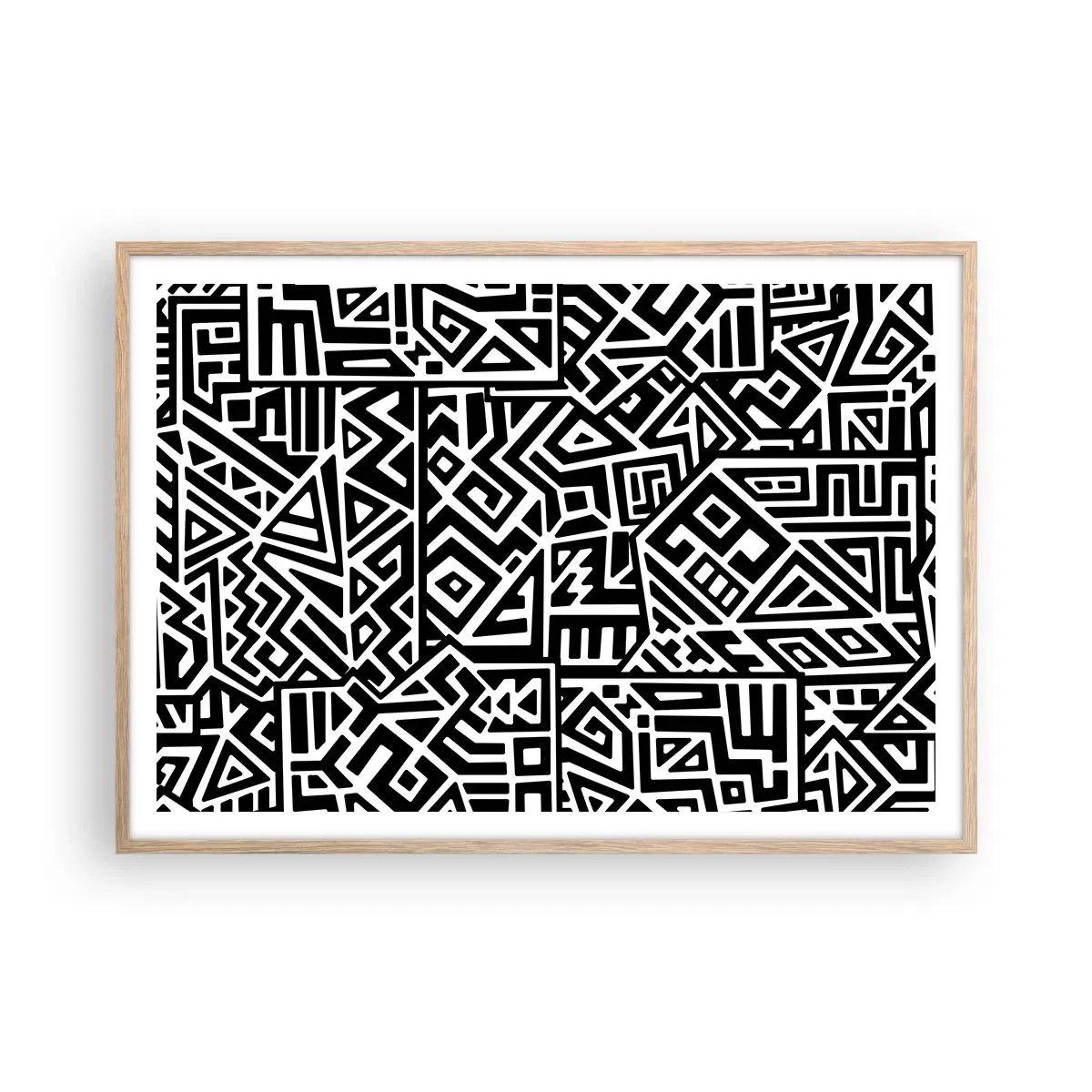 Plakat i ramme af lyst egetræ - Præcolumbiansk sammensætning - 100x70 cm