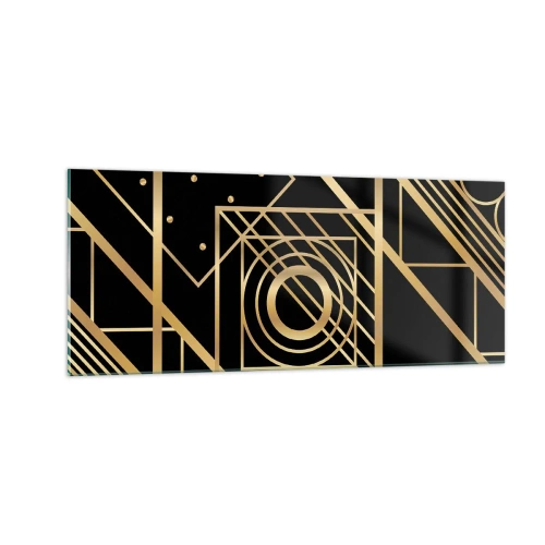 Billede på glas - Gylden geometri - 100x40 cm