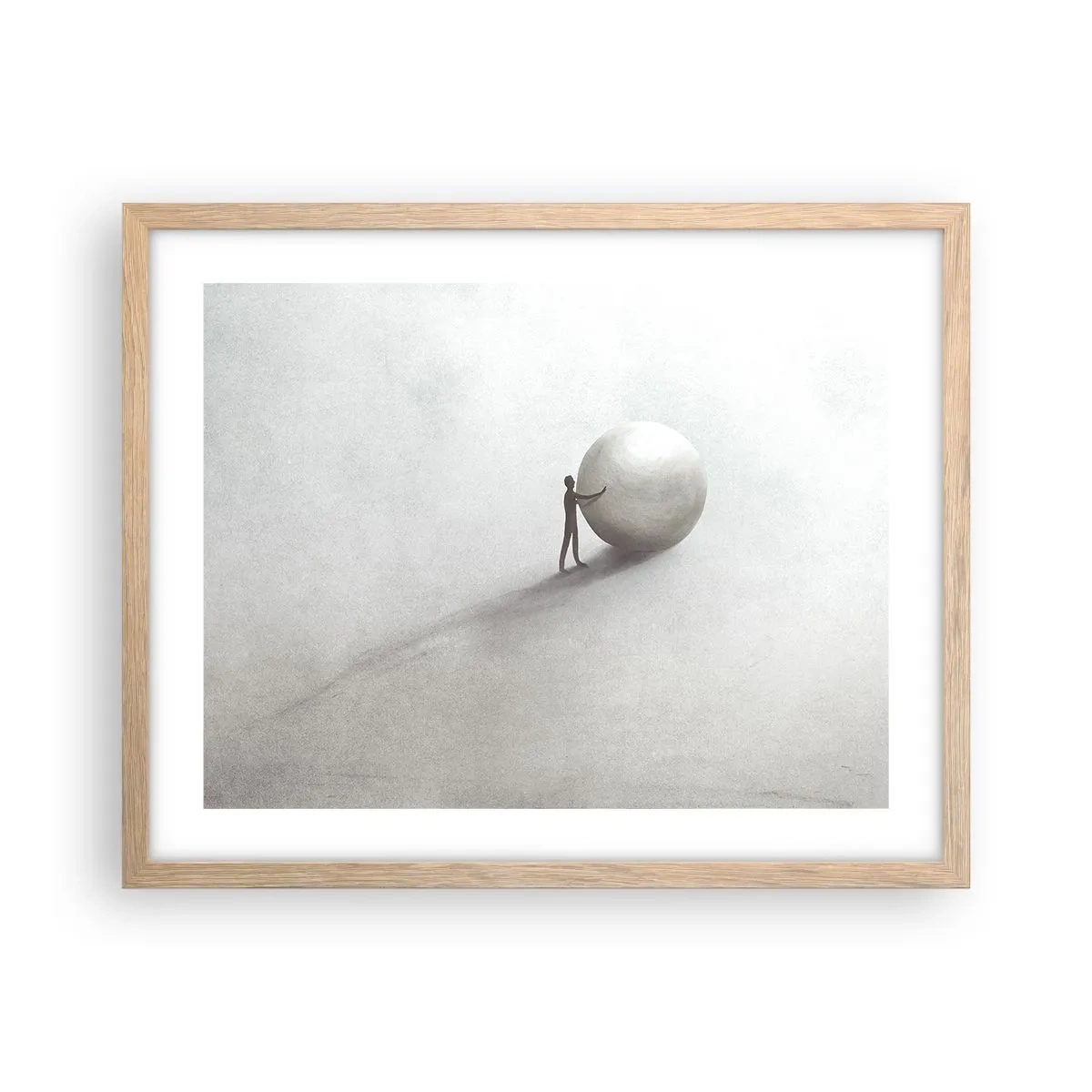 Plakat i ramme af lyst egetræ - Livets spil - 50x40 cm