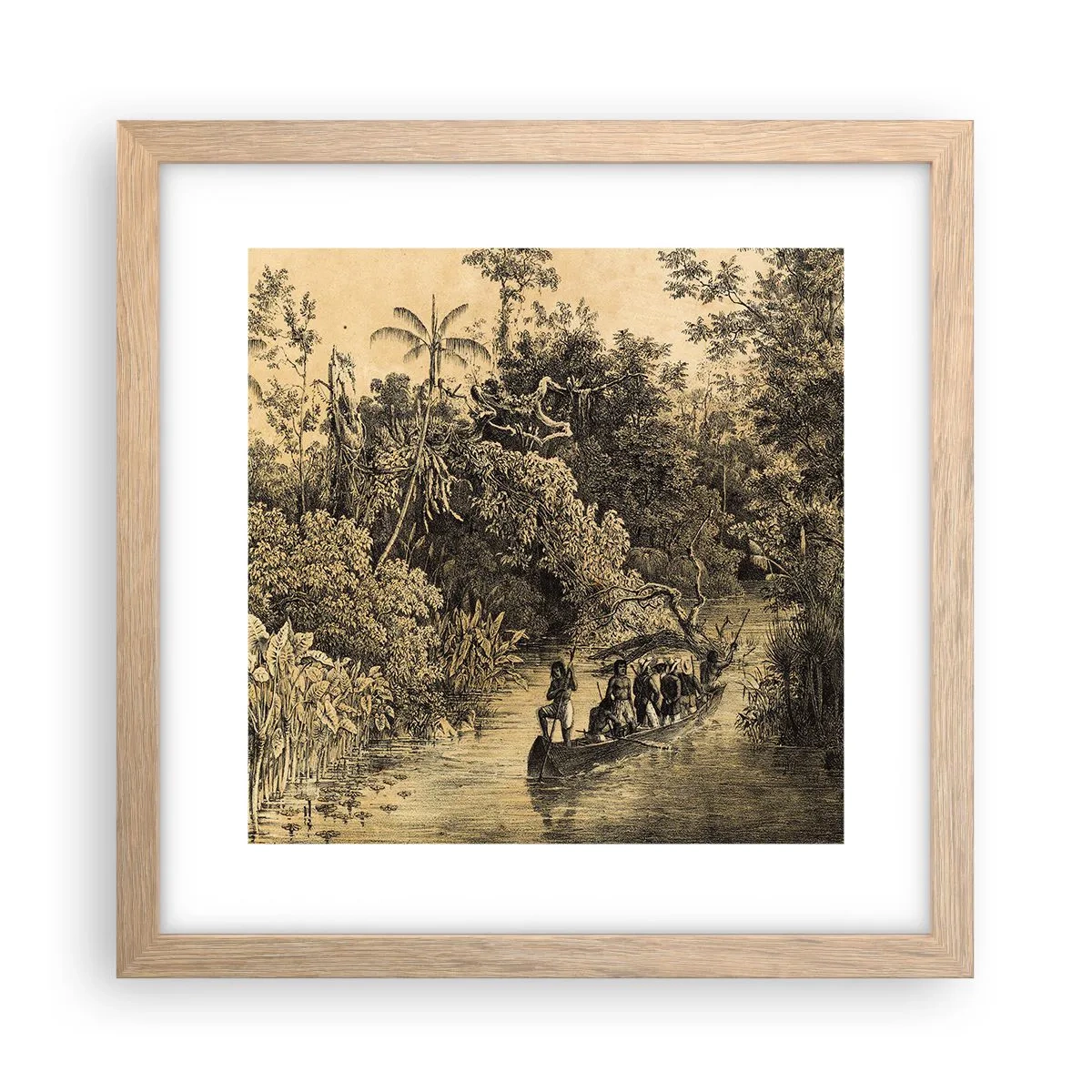 Plakat i ramme af lyst egetræ - Rejsen til kilden - 30x30 cm