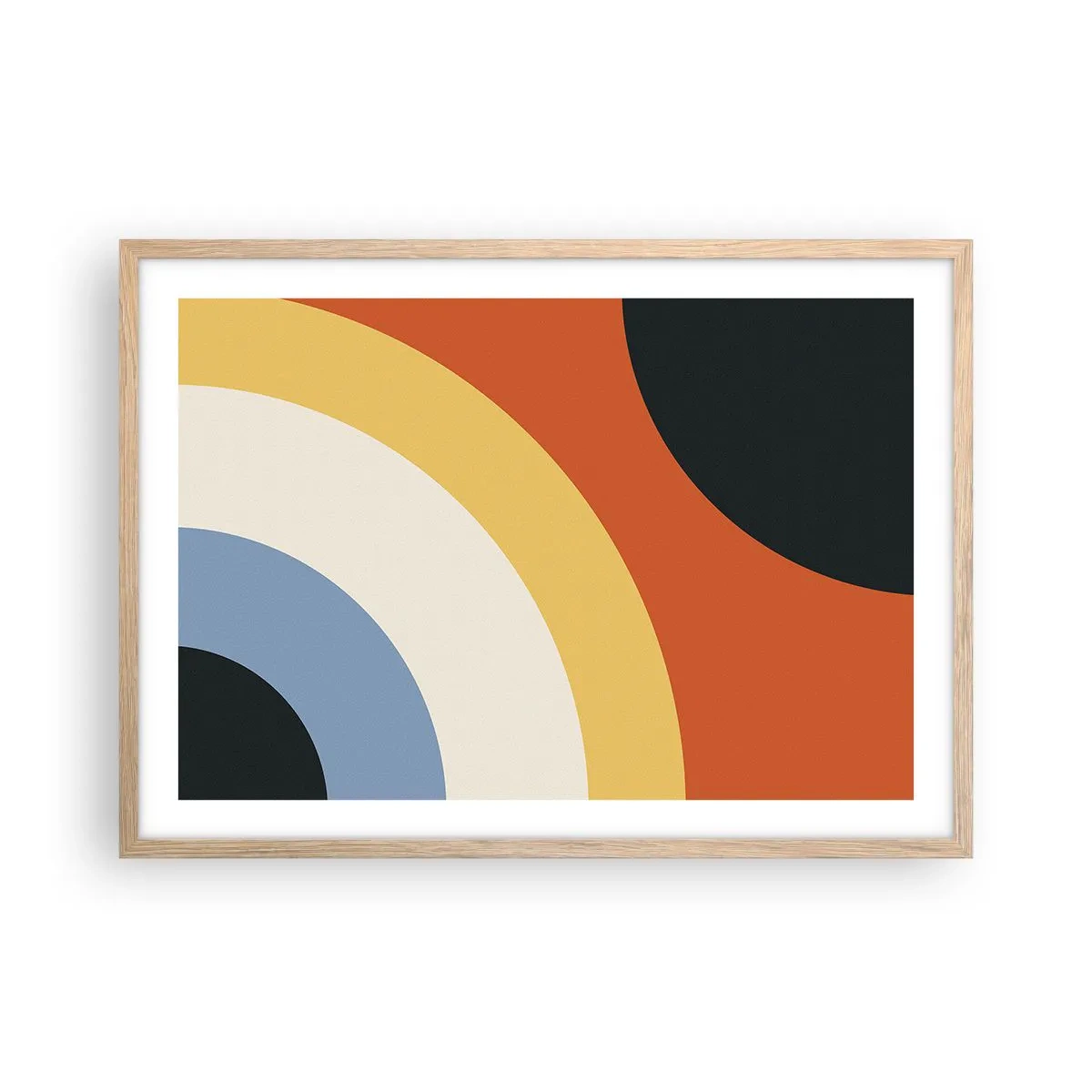 Plakat i ramme af lyst egetræ - Over for hinanden - 70x50 cm