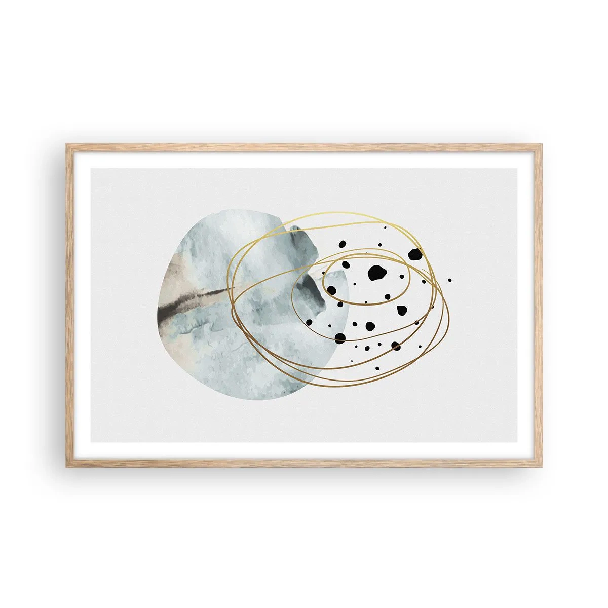 Plakat i ramme af lyst egetræ - I rummets favntag - 91x61 cm