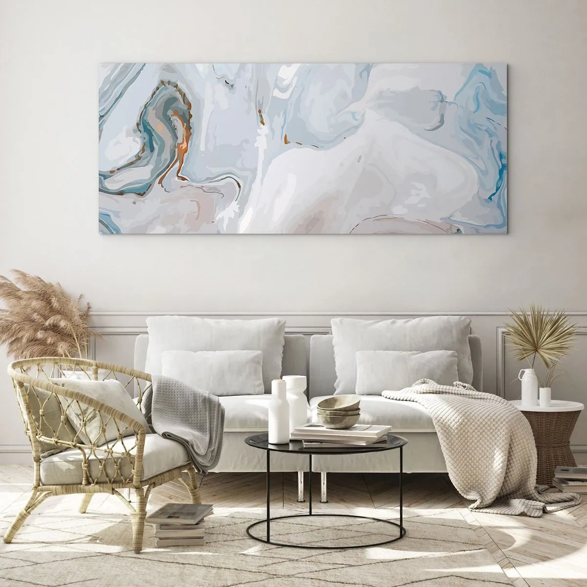 Billede på glas - Hvid opløftet - 120x50 cm